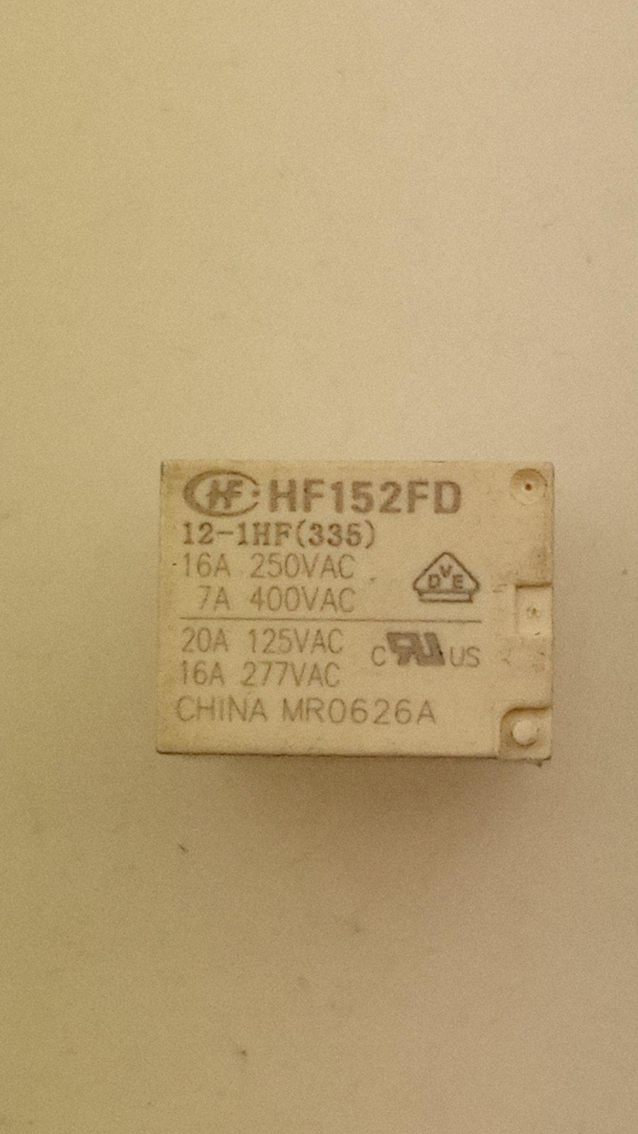 Реле HF152FD/012-1HF 335 12VDC,16A 250V 105C 20x16x20 мм (18198)