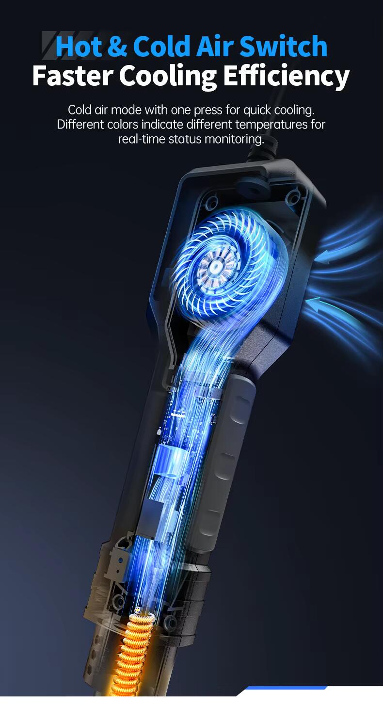 Термофен із підставкою FNIRSI SAG-55 550 Вт РК-дисплей з регульованою температурою для ремонту телефонів Black (SAG55) - фото 6