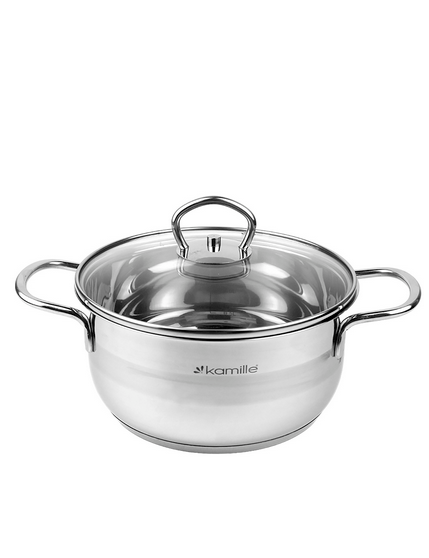 Каструля з кришкою Kamille з нержавіючої сталі для індукційної та газової плити 3 л (5413) - фото 1 Каструля з кришкою Kamille з нержавіючої сталі для індукційної та газової плити 3 л (5413) - фото 1