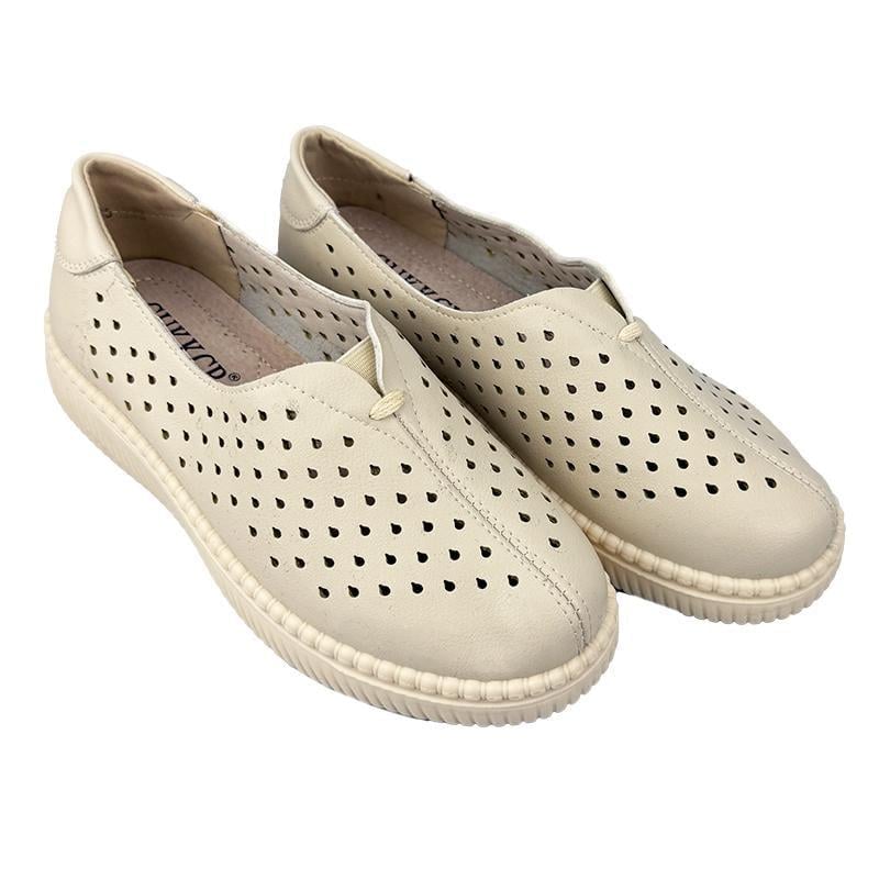 Мокасини жіночі перфорована шкіра 2004-3 p. 40 25,5 см Бежевий