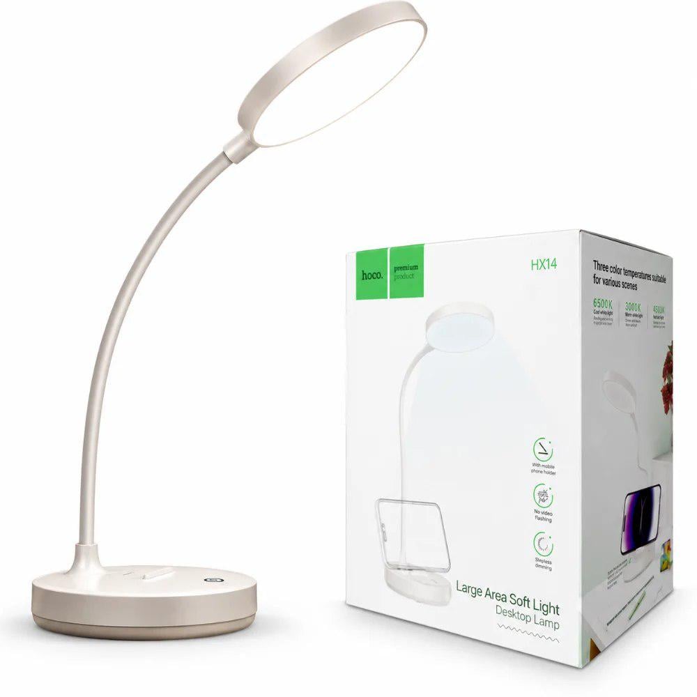 Настільна лампа Hoco HX14 LED на акумуляторі 2х800 mAh 5W 3000/4500/6500K White (38188214)