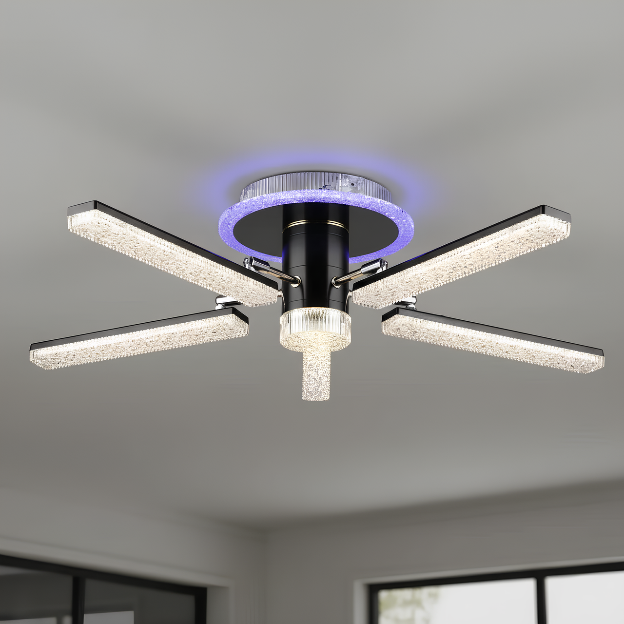 Люстра Sirius 66W с линейными рассеивателями 3000-6500K с пультом Черный/Золотой (B YH0810/5 GD+BK)