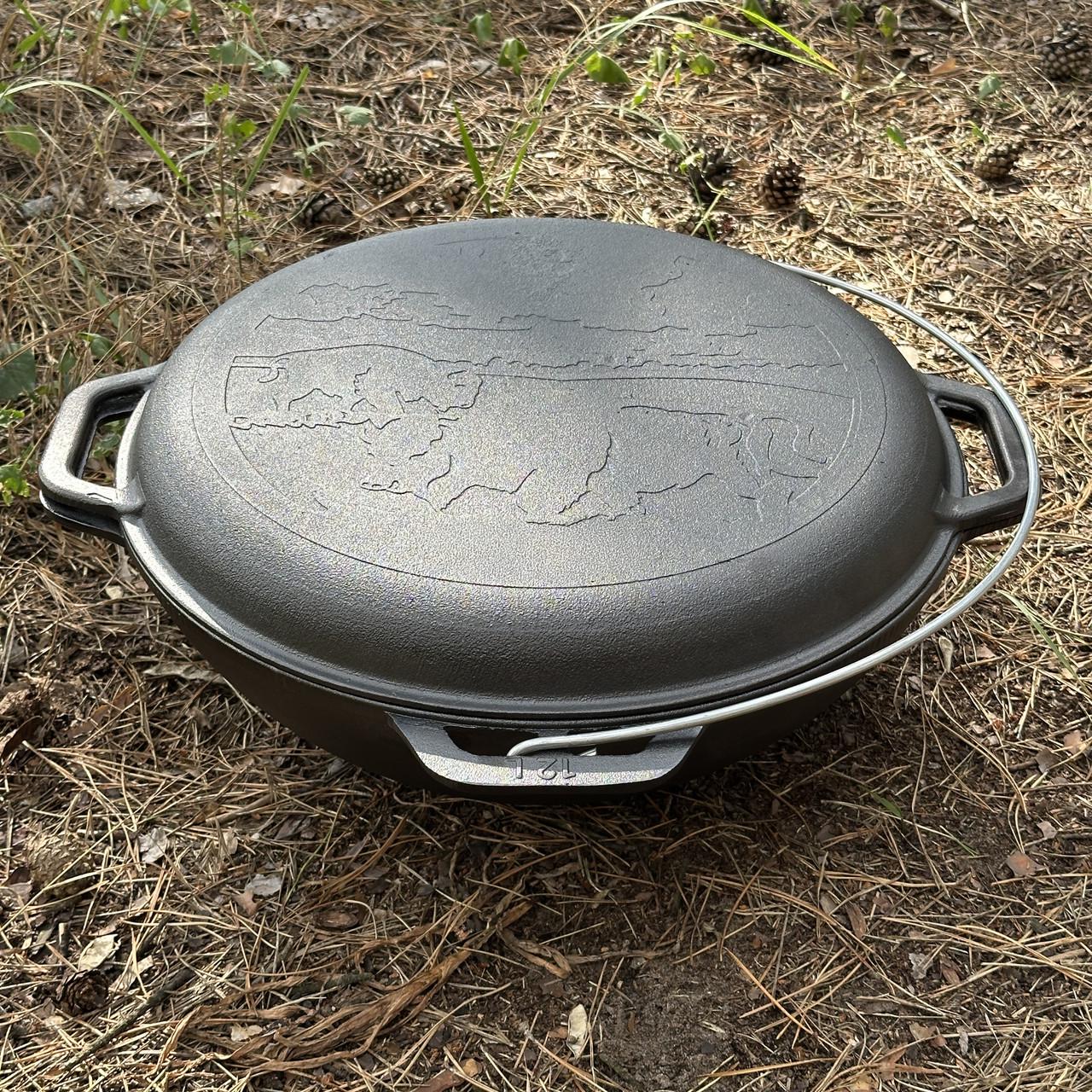 Казан азиатский КА-12КС чугунный с крышкой-сковородой 12 л 48х48х20 см (KА12-2) - фото 2