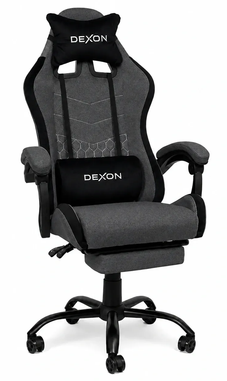 Кресло геймерское с подставкой для ног DEXON ORION X до 135 кг тканевое Серый (DA-DENORDG)