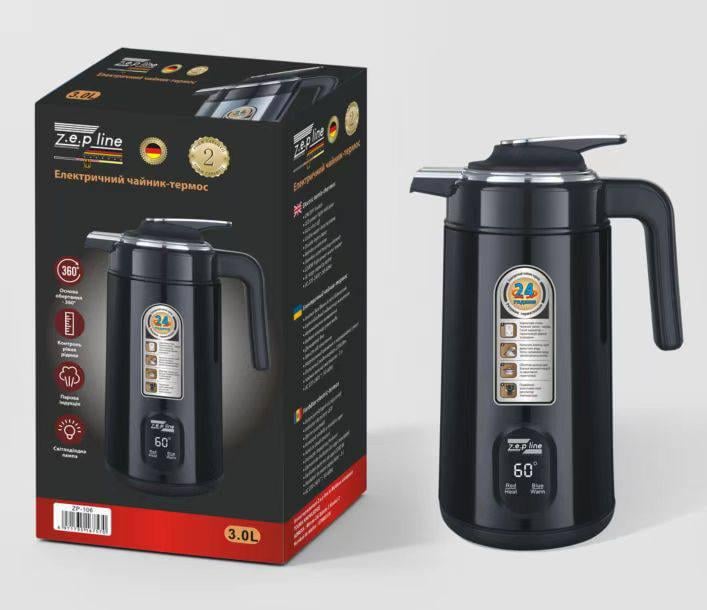 Электрочайник-термос Zepline ZP-123 3 л 2200 Вт Черный - фото 1 Электрочайник-термос Zepline ZP-123 3 л 2200 Вт Черный - фото 1
