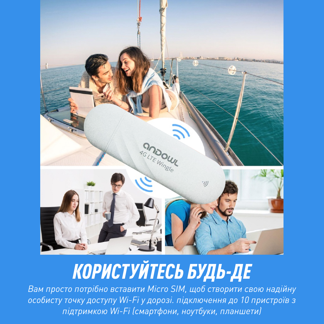 Модем мобільний Andowl WF30 150 Мбит/с 4G LTE USB Stick Andowl LTE Wingle Wifi (db0db2df) - фото 7
