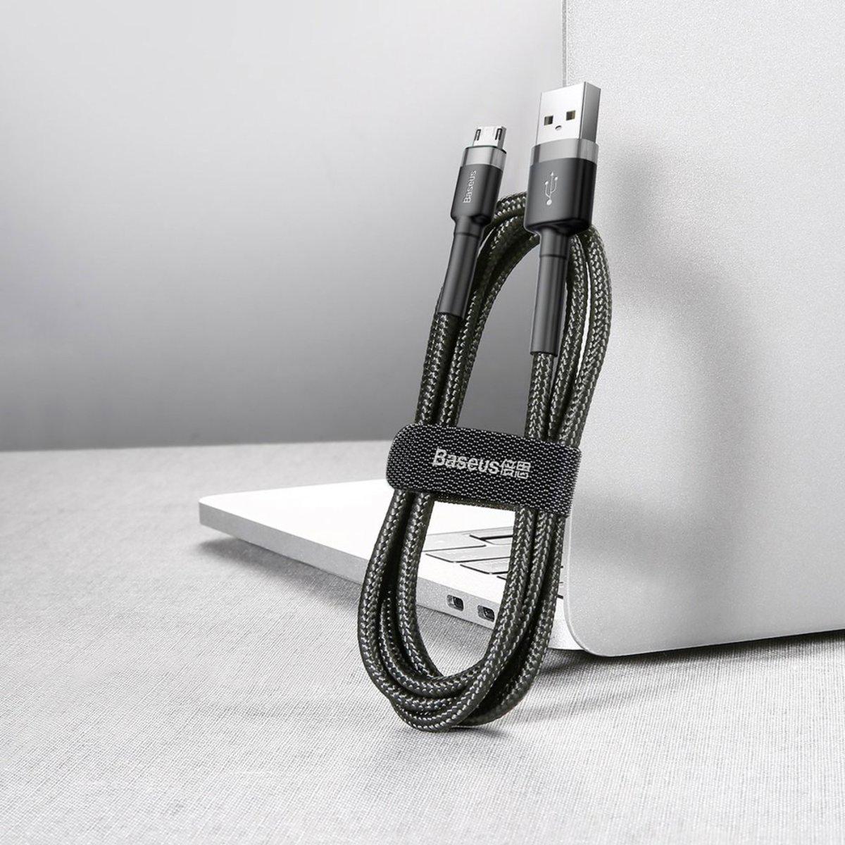 Кабель Baseus cafule Cable USB Micro USB 2,4A 0,5 м Gray/Black - фото 2