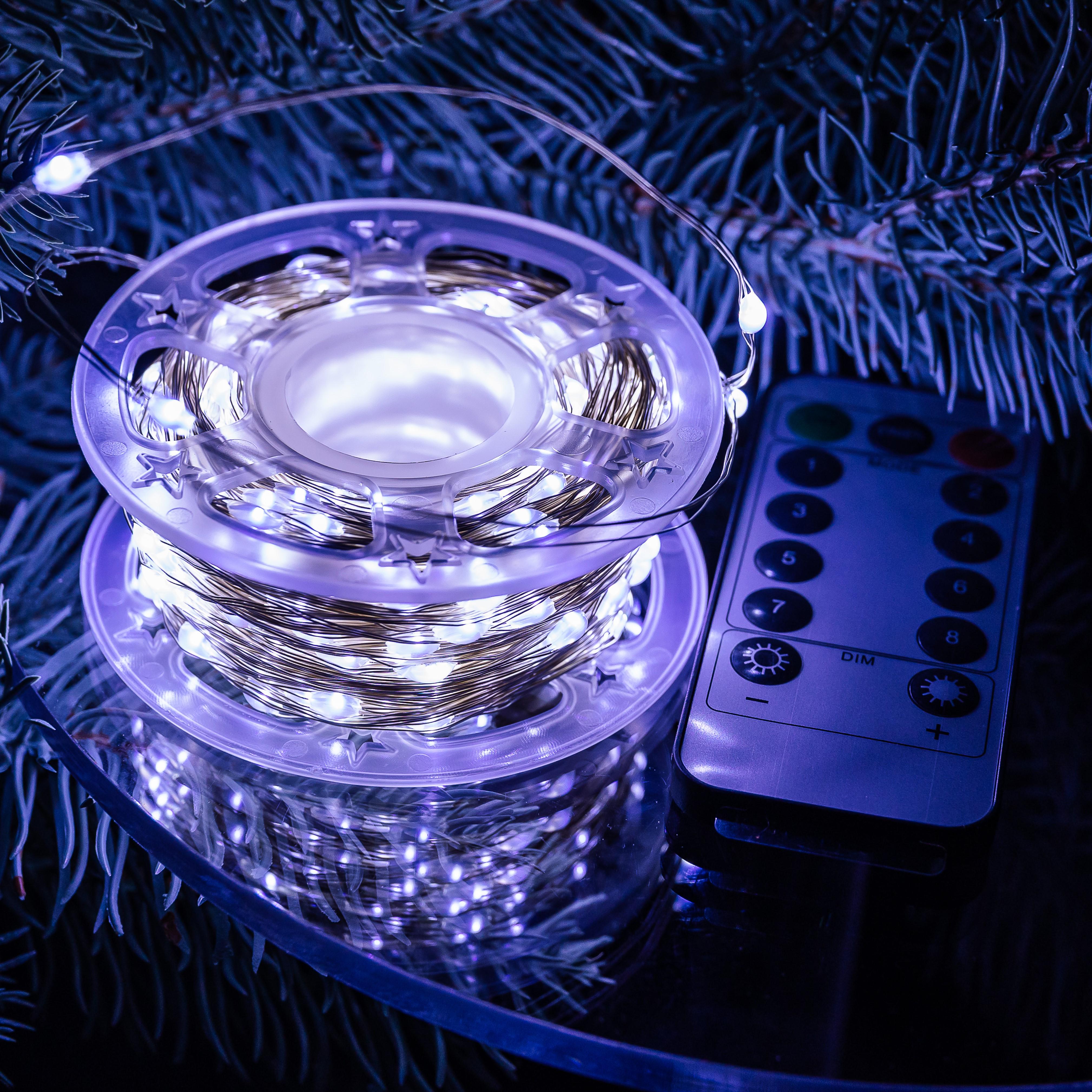 Гірлянда нитка для декору GarlandoPro Роса з пультом від мережі 500 LED 50 м Білий (147-107-500L50MWW)