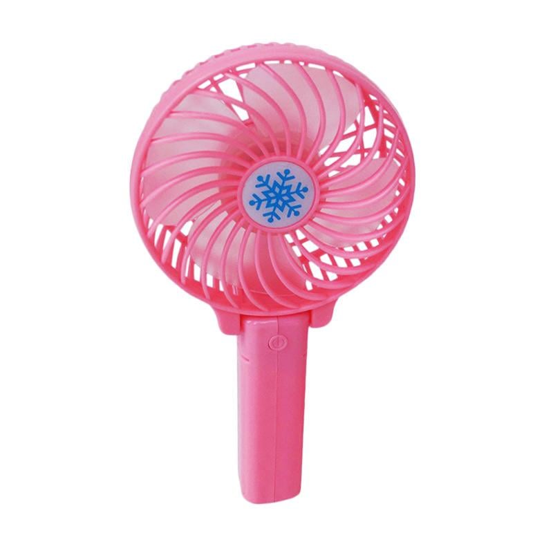 Вентилятор акумуляторний Handy Mini Fan з ручкою USB діаметр 10 см Рожевий