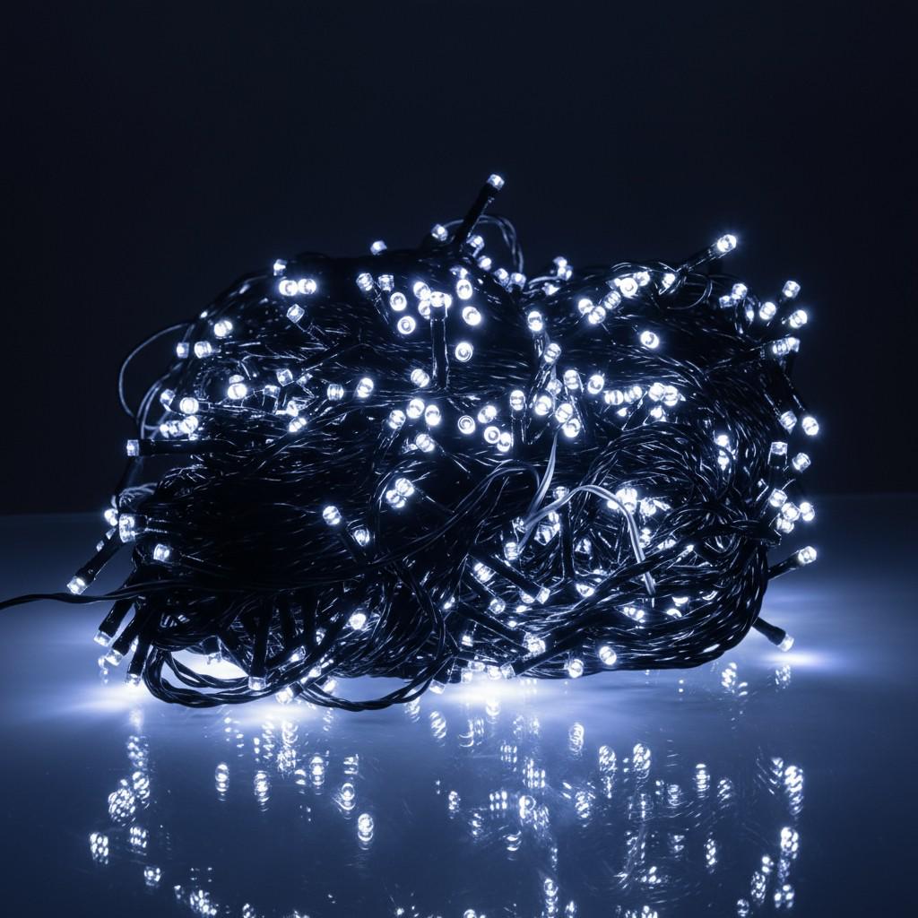 Гирлянда сетевая новогодняя нить уличная Рождественская фея 50 м 500 LED диодов IP 65 черный провод Белый свет (CF500L50MBW) - фото 1