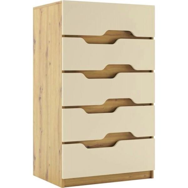 Комод Світ Меблів Смарт 5Ш ДСП 700х520х1200 мм Дуб Артизан/Крем
