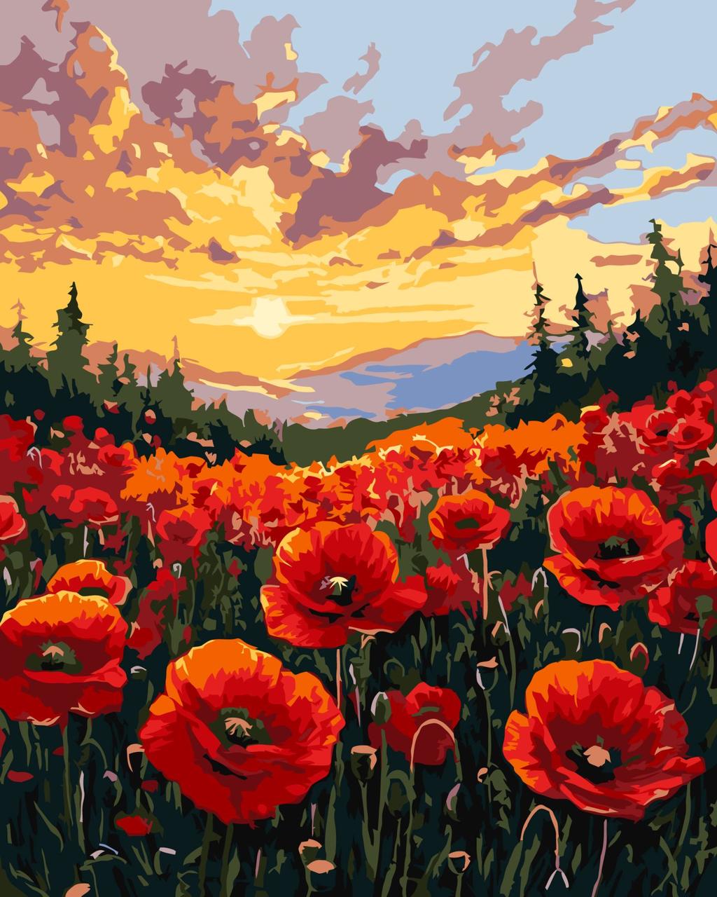 Картина по номерам Ideyka Пейзаж Маковое поле 40х50 см