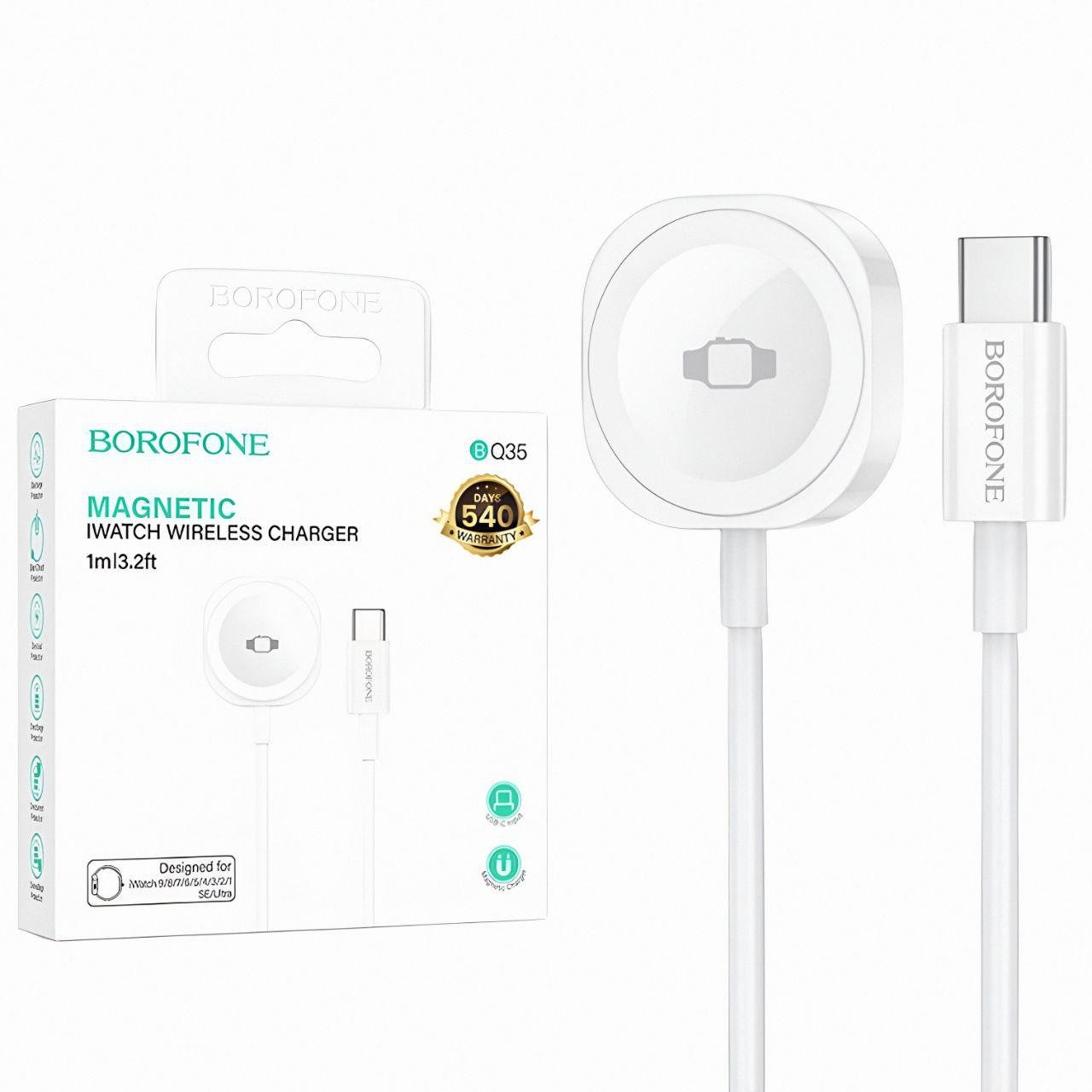 Зарядное устройство Borofone BQ35 беспроводное для смарт-часов Type-C пластик 2,5W Белый (25565194)