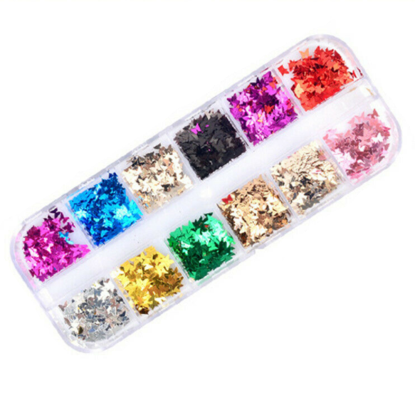 Блестки нейл-арт для ногтей 12 цветов (H203)