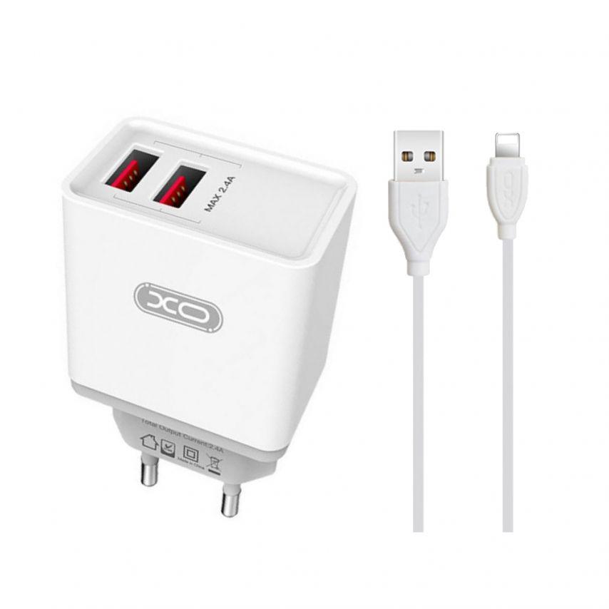 Зарядное устройство для телефонов XO L31 Lightning 2USB/2,4A White (2710000182320)