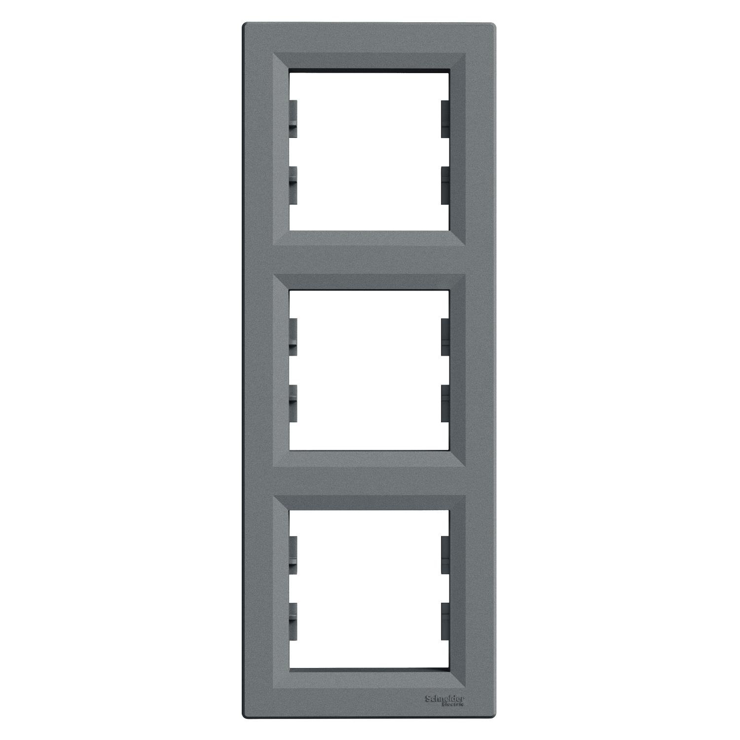 Рамка для розеток Schneider Electric тримісна вертикальна сталь (EPH5810362) Рамка для розеток Schneider Electric тримісна вертикальна сталь (EPH5810362)