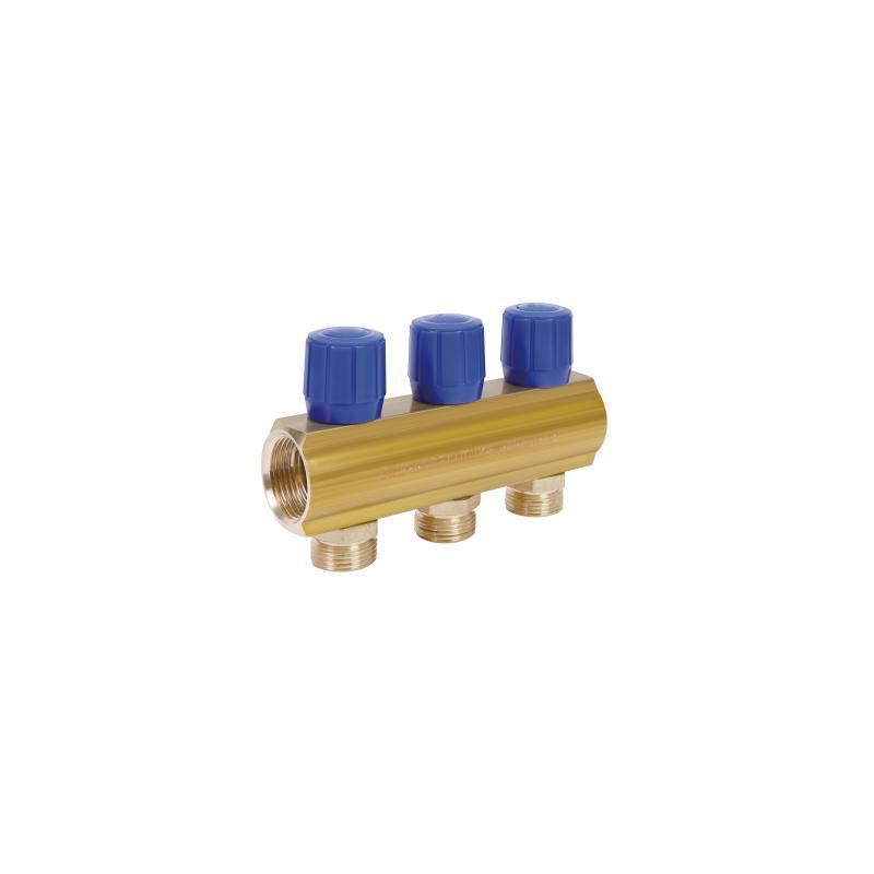 Коллектор ICMA №1105 с регулировочными вентилями 1" на 3 выхода Blue (SD00049606)