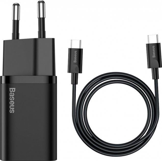 Устройство cетевое зарядное Baseus TZCCSUP-L01 Super Si 1Type-C/Cable Type-C to Type-C 1 м 25W Black