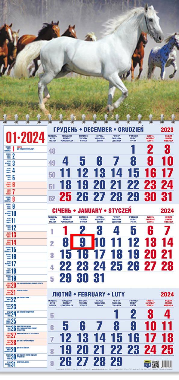 Календар на 2024 рік Офісний 1 Коні (ОФІС1-30 2024)