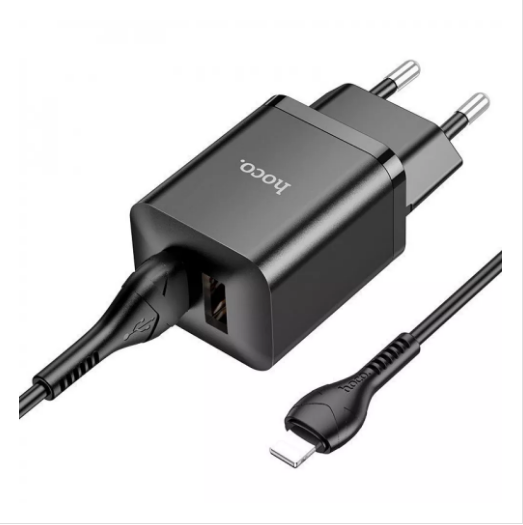Зарядное устройство с кабелем USB to Lightning Hoco N25 Maker 35 W 2 USB Black (559750)