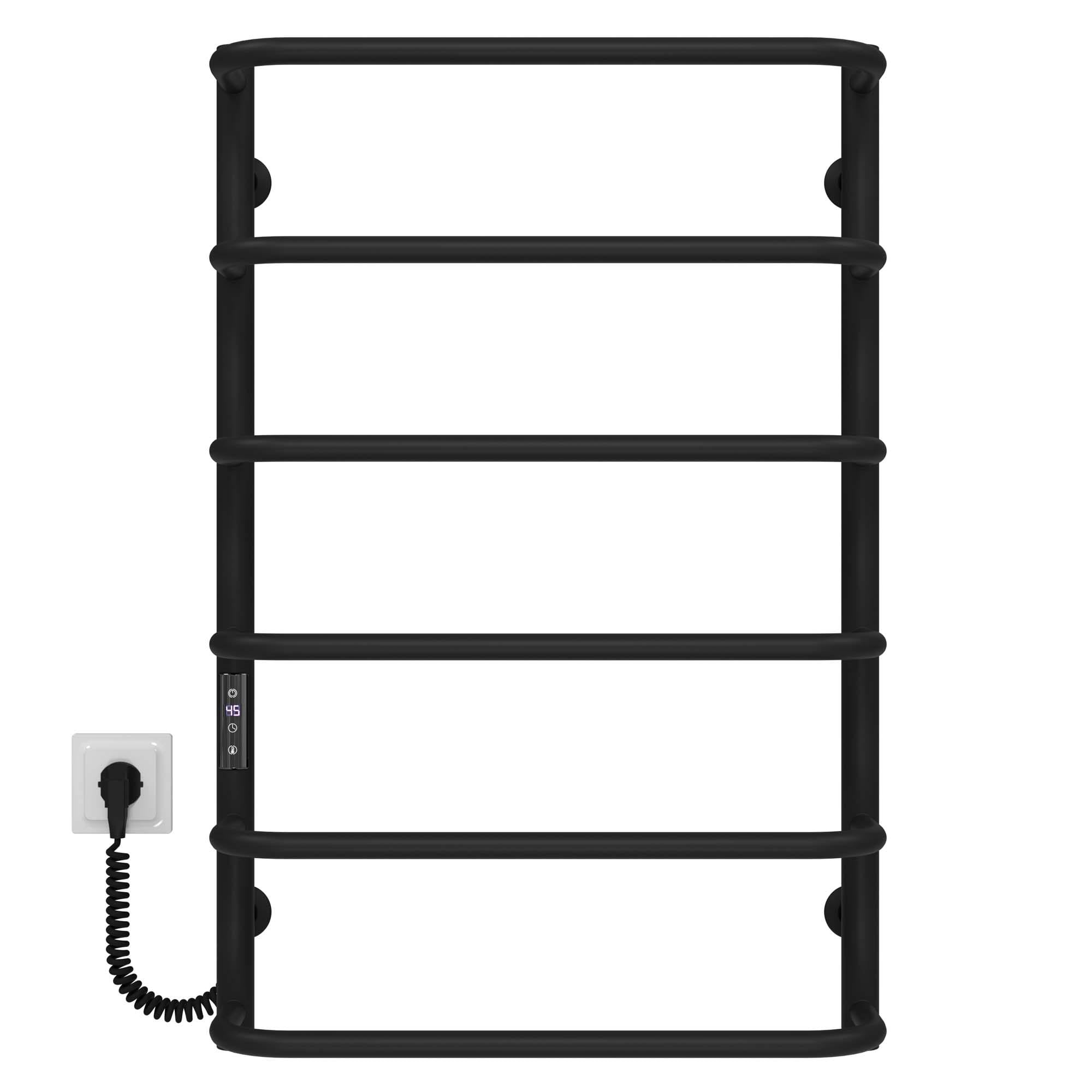 Полотенцесушитель электрический Deffi Стандарт П6 JD03 левое подключение нержавеющая сталь 500x800 мм Черный (C.SS.80.50.6.EBL1)