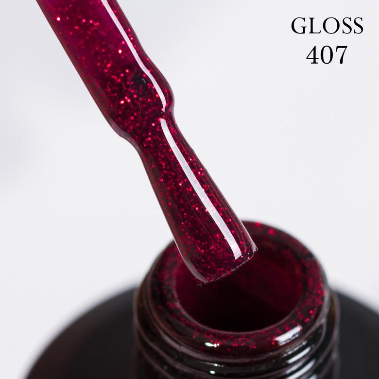 Гель-лак GLOSS 407 с микроблеском 11 мл Малиново-красный (7746)