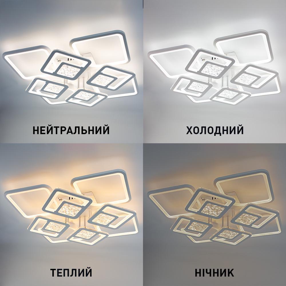 Люстра-смарт світлодіодна ESLLSE TETRA TWIST ICE 165W 8S 595x595x110 мм Білий (141-10584-01) - фото 3