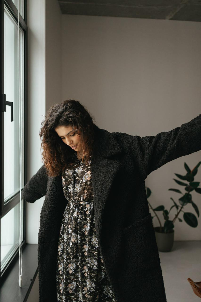 Пальто-шуба жіноче з еко-букле L-XL Чорний (2738197124) - фото 2 Пальто-шуба жіноче з еко-букле L-XL Чорний (2738197124) - фото 2