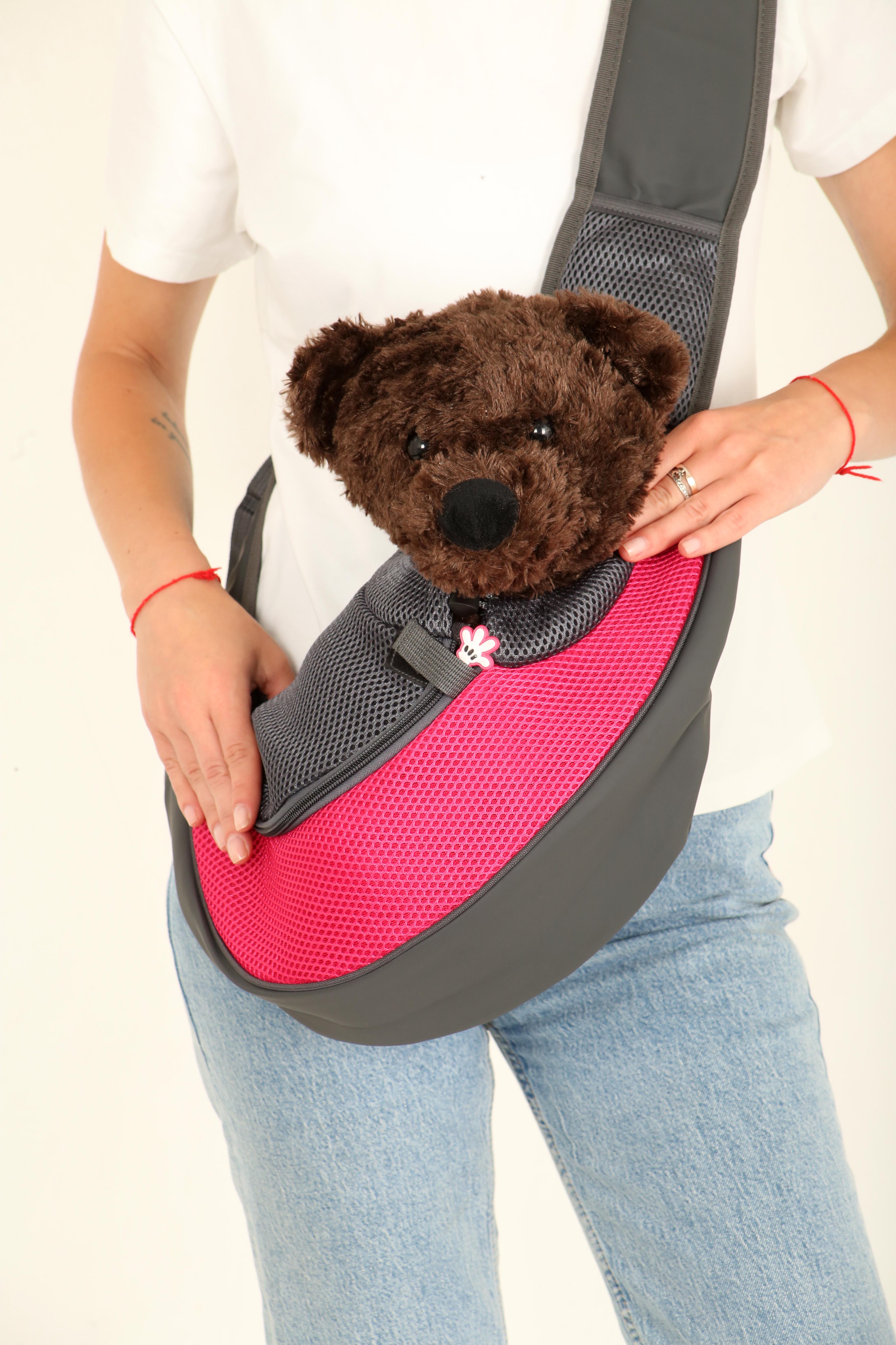 Сумка слінг через плече для собак Сірий/Рожевий (8714345) - фото 3