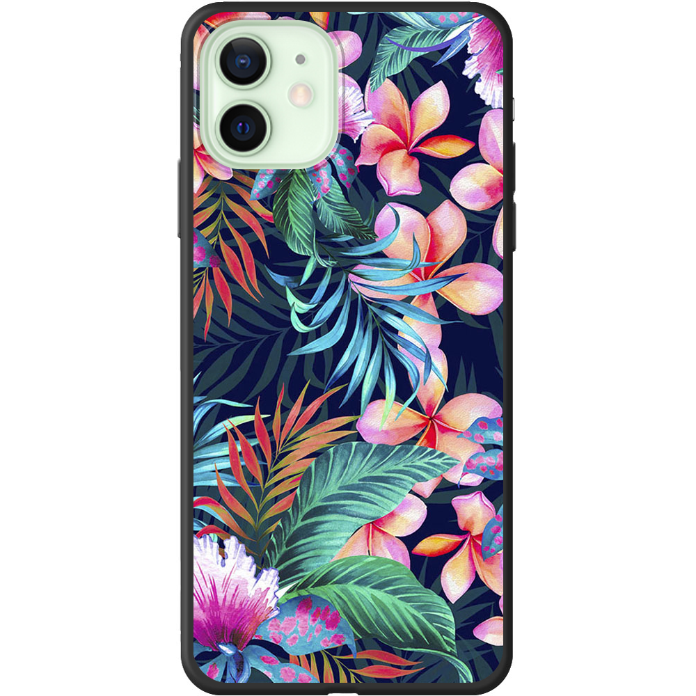 Чехол Boxface iPhone 12 flowers in the tropics Черный силикон (41161-up1971-41089)