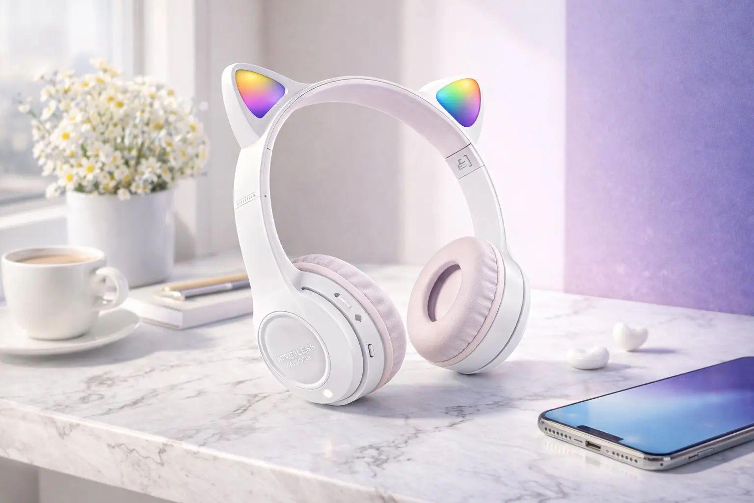 Наушники беспроводные Cat Ear Y47 Led Bluetooth Белый (opt-105768)