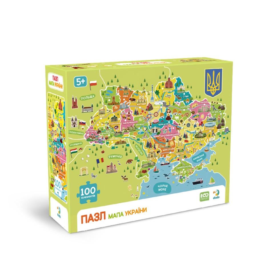 Пазлы классические DoDo Toys Карта Украины 100 эл. Зеленый (IP-177-P-1230)