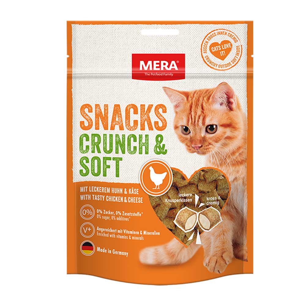 Лакомство для кошек Mera SNACKS Crunch & Soft Huhn&Käse 
снеки с курицей та сиром 200 г (99749)