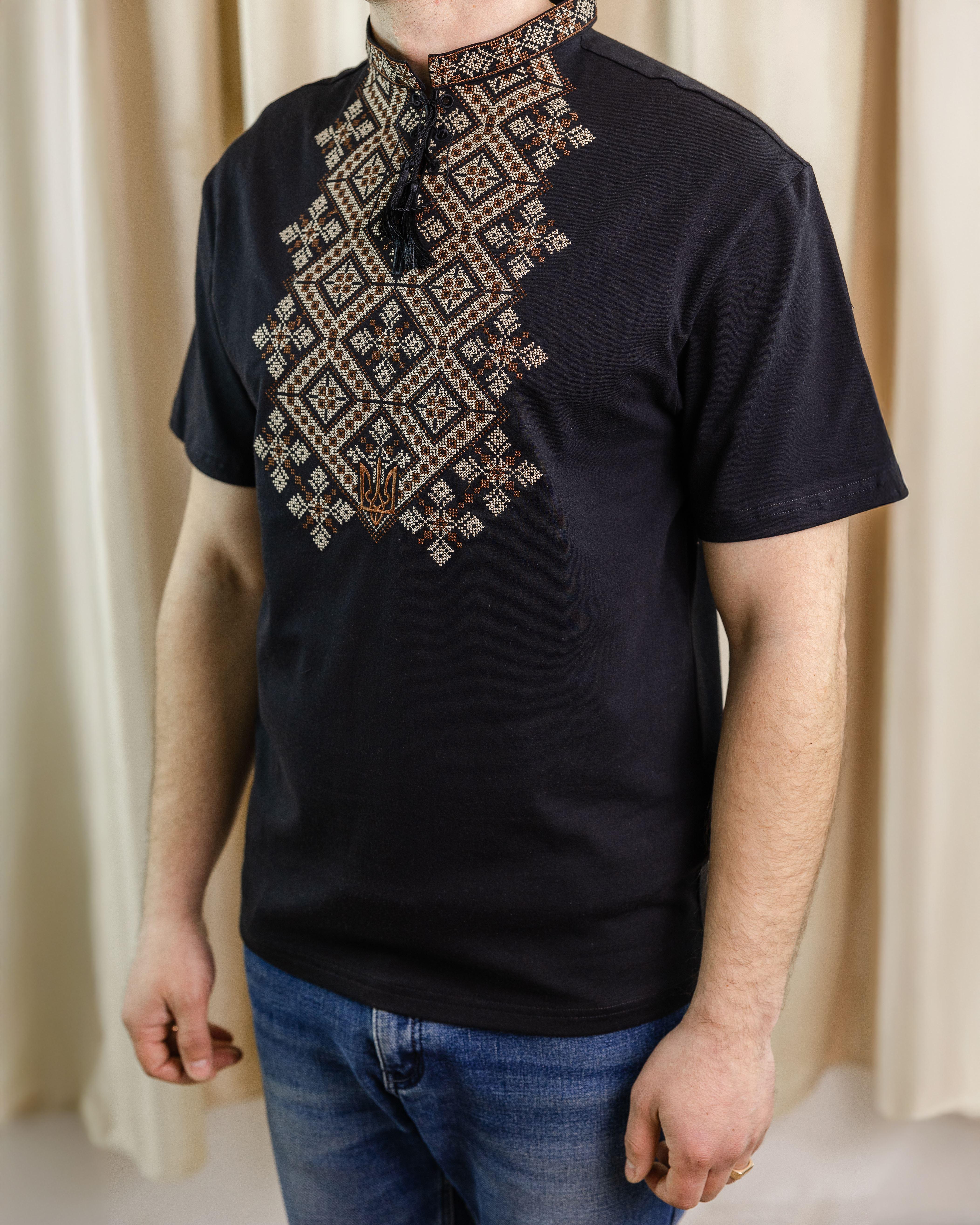 Футболка-вишиванка чоловіча XRmaster Стихія 3XL Чорний/Коричневий (0002423-XXXL)