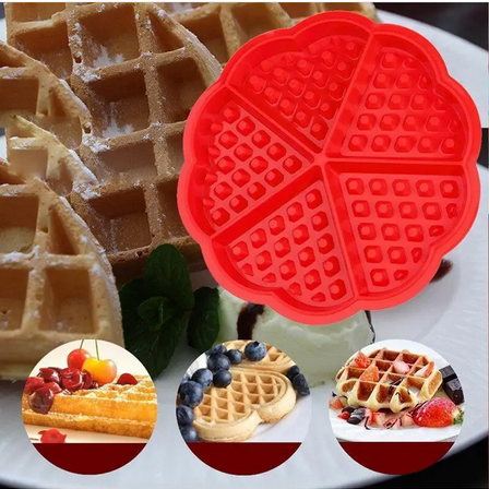 Форма силиконовая для выпечки Вафель в форме сердца 17,5 см Красный (UNA-43)