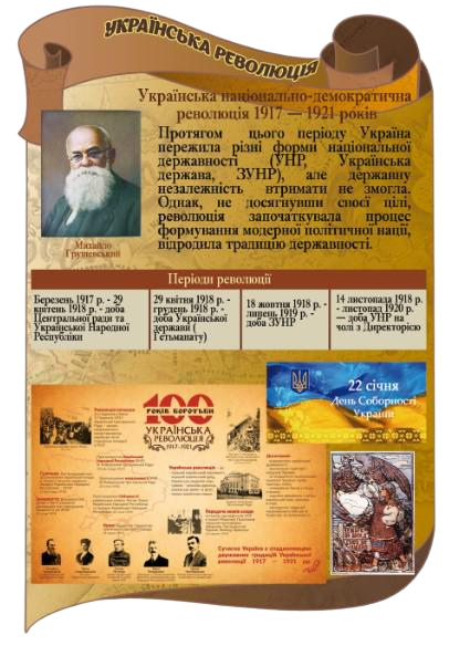 Стенд для учебных заведений "Українська Революція" из ПВХ 600х900 мм (SHR0073)