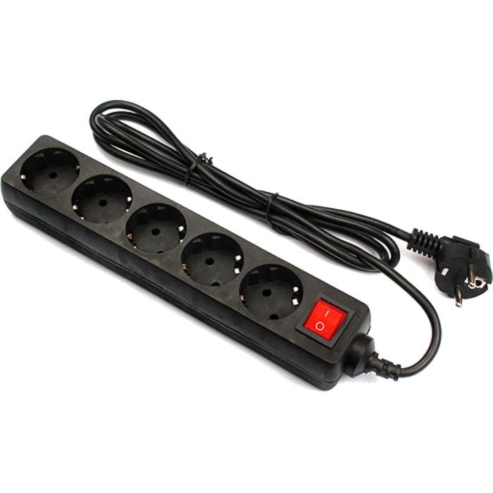 Мережевий фільтр Frimecom FC-B2005W 3V з вимикачем 10А на 5 розеток з кабелем 3 м Black