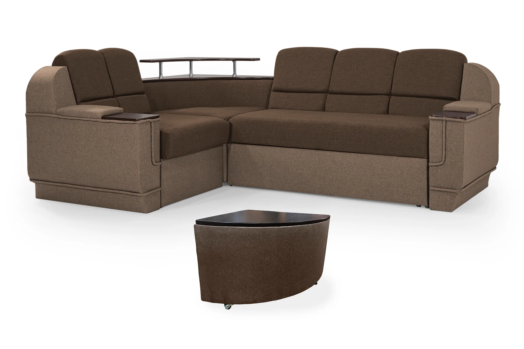 Диван угловой Меркурий со столиком 255х185 см Коричневый с бежевым (28118779) - фото 1