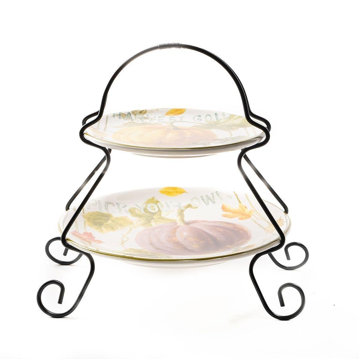 Фруктовница двухъярусная Certified International из керамики Осенний урожай 23/18 см (37252) - фото 2