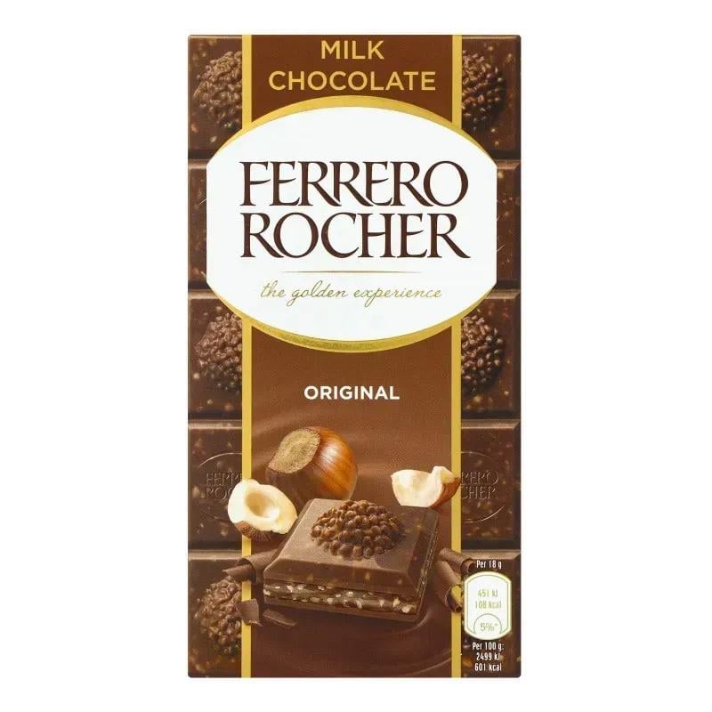 Шоколад молочний Ferrero Rocher з лісовими горіхами 90 г (13353744)