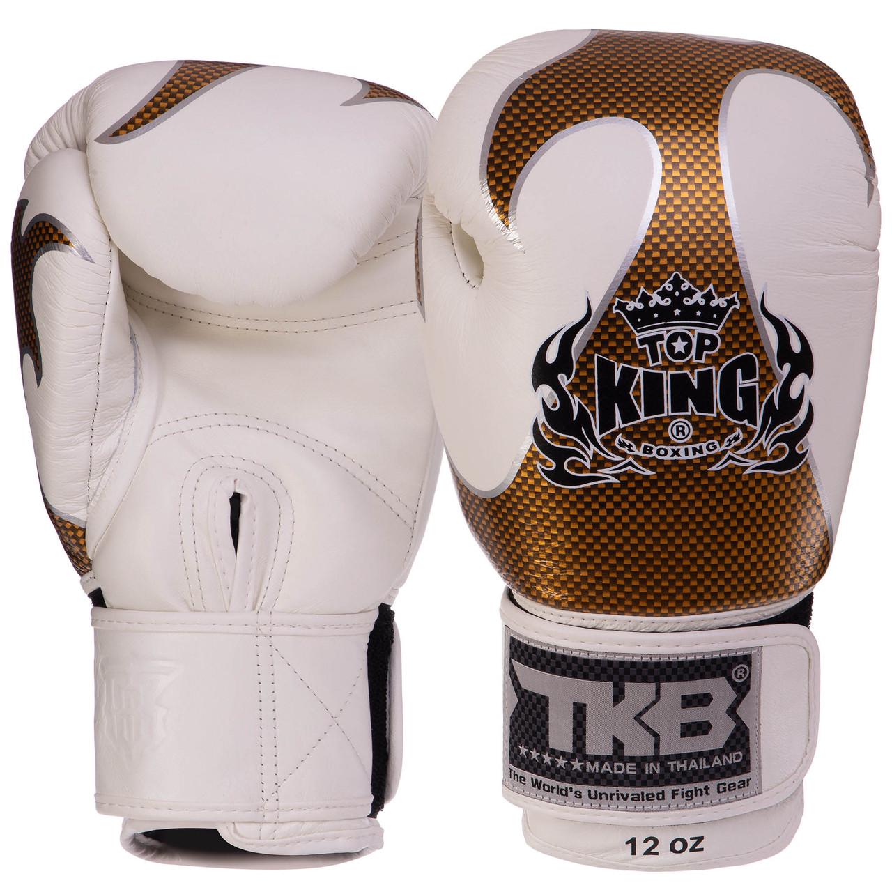 Боксерские перчатки Top King Empower кожаные 18 oz Бело-золотой (TKBGEM-01)