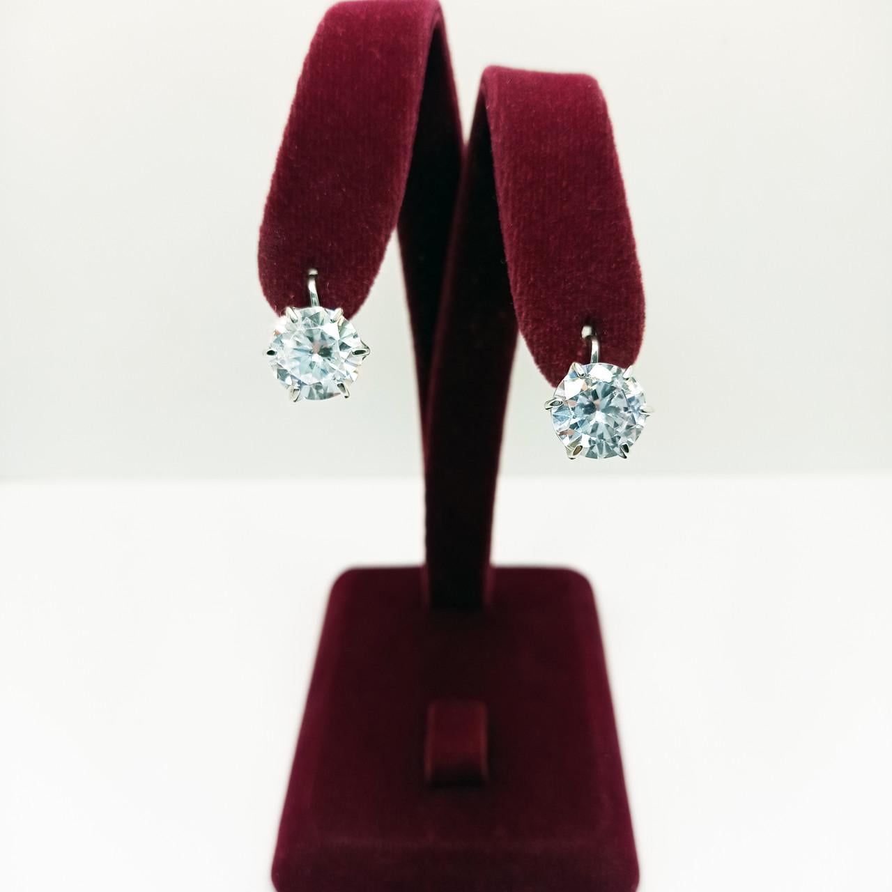 Серьги серебро родий белый камень 925° 4,88 г (571)