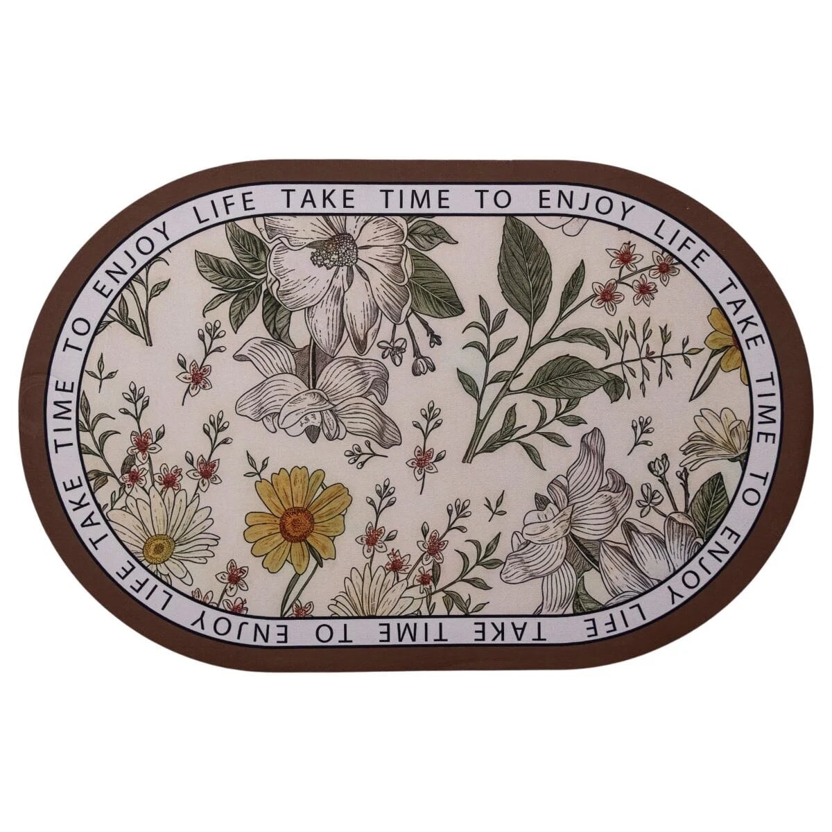 Коврик диатомитовый Floral Oval 58х38 см Бежевый (HP-42-50)