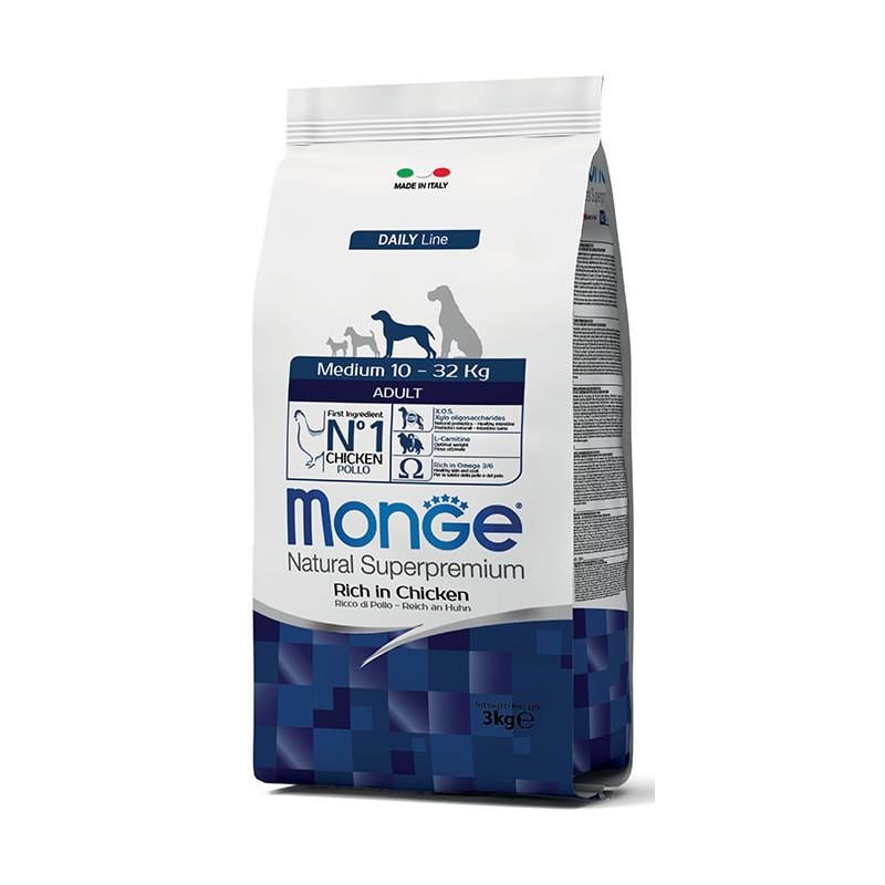 Корм сухий для дорослих собак середніх порід Monge Dog Medium з куркою 3 кг (70004244) - фото 1 Корм сухий для дорослих собак середніх порід Monge Dog Medium з куркою 3 кг (70004244) - фото 1