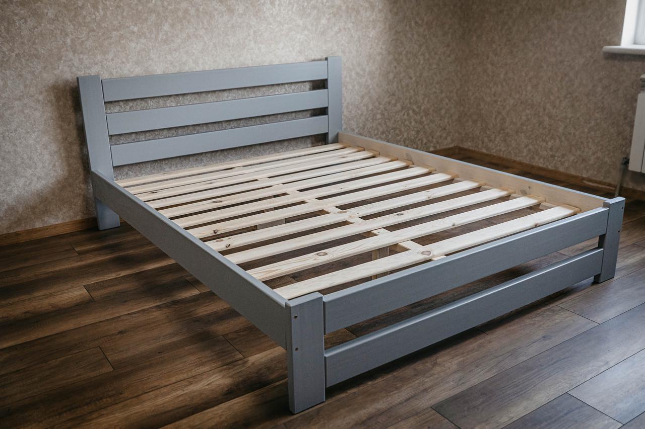 Ліжко двоспальне з масиву сосни 140x200 см Сірий (1868339515) - фото 9