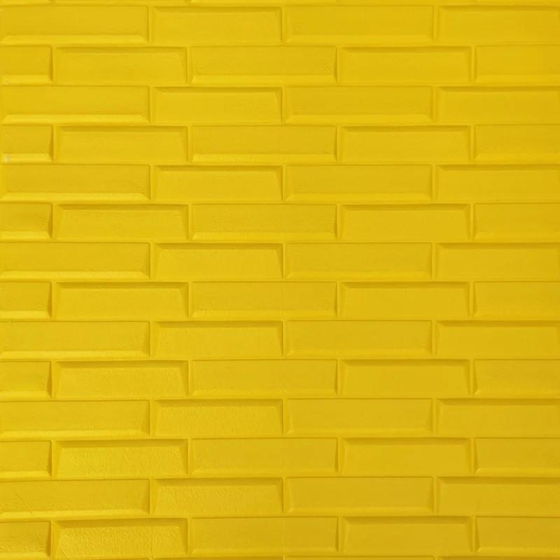 Панель самоклеящаяся 3D Sticker Wall звукоизоляционная 700x770x7 мм кладка Желтый