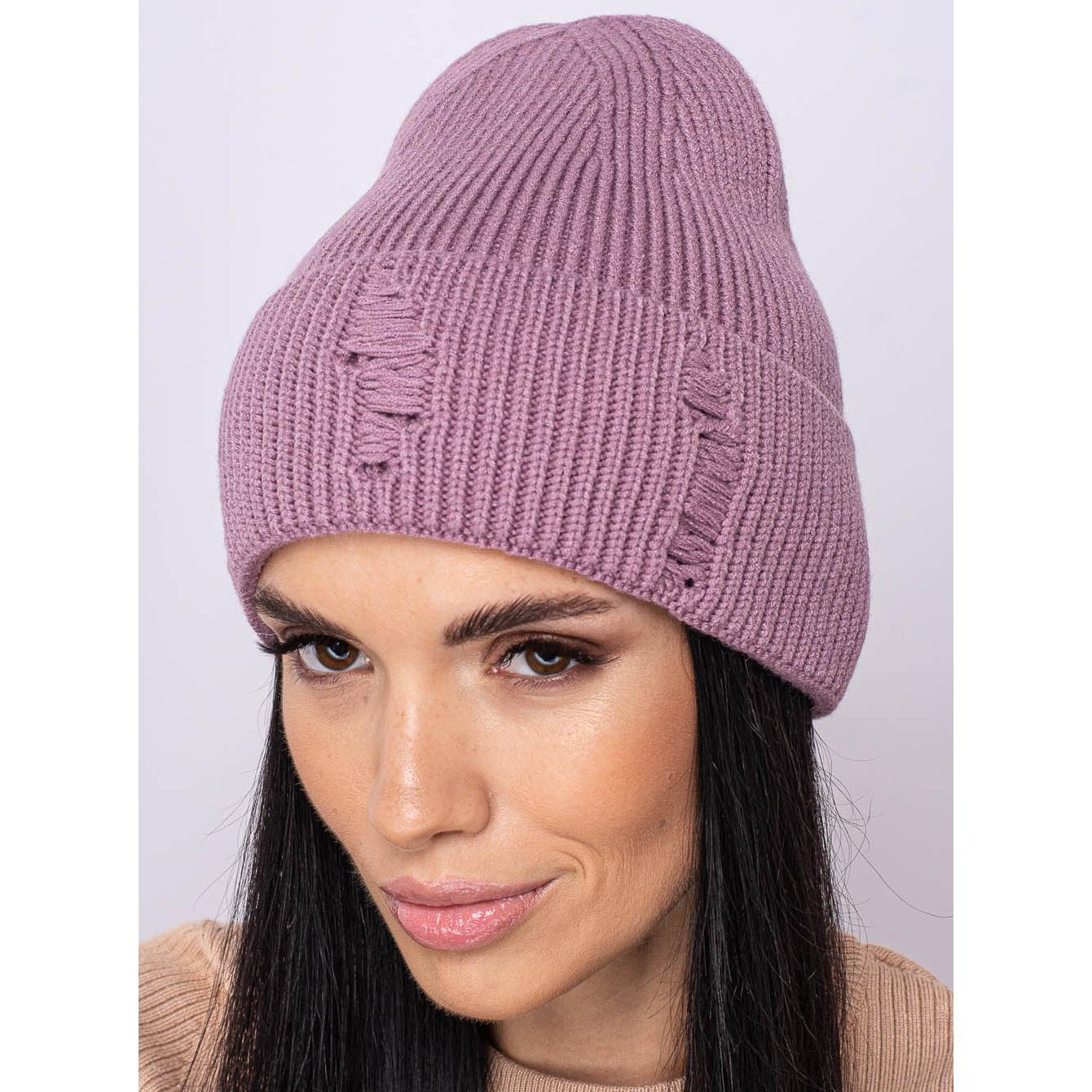 Шапка женская шерстяная Leks Нирвана one size Лиловый