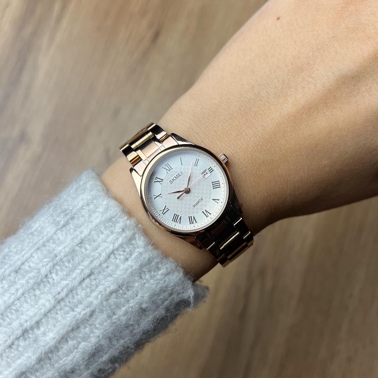 Годинник жіночий металевий Skmei з датою Рожеве золото (z071-2) - фото 2 Годинник жіночий металевий Skmei з датою Рожеве золото (z071-2) - фото 2