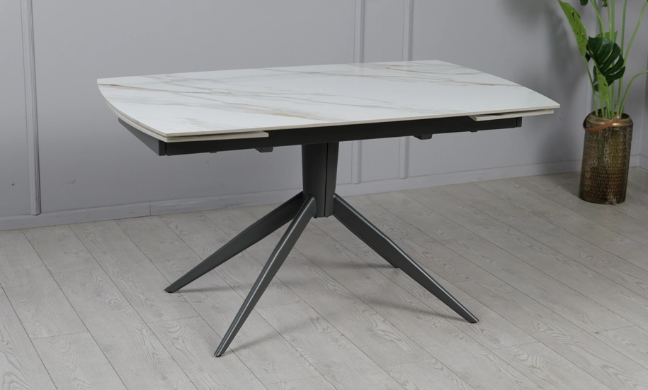 Стол Вираж черные ножки 1400/2000x900x750 мм Молочный глянец (2147486769) - фото 2