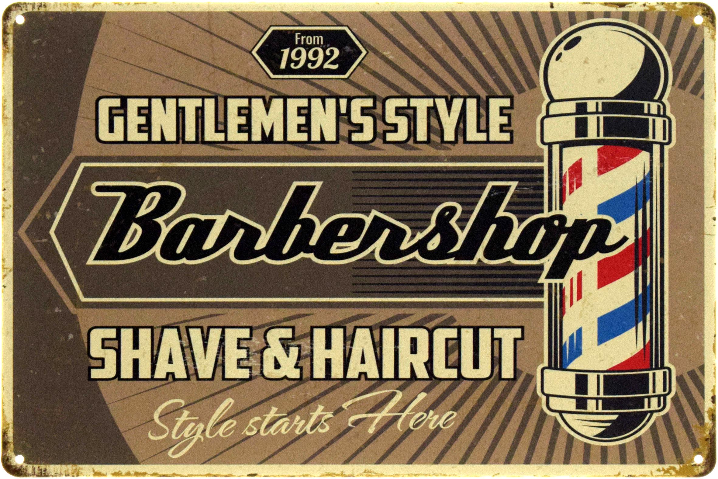 Табличка металлическая "Barber Shop" 20x30 см (ms-104597)